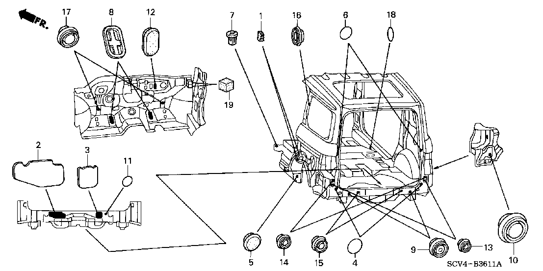 B 3611 GROMMET (LOWER DASHBOARD/REAR)