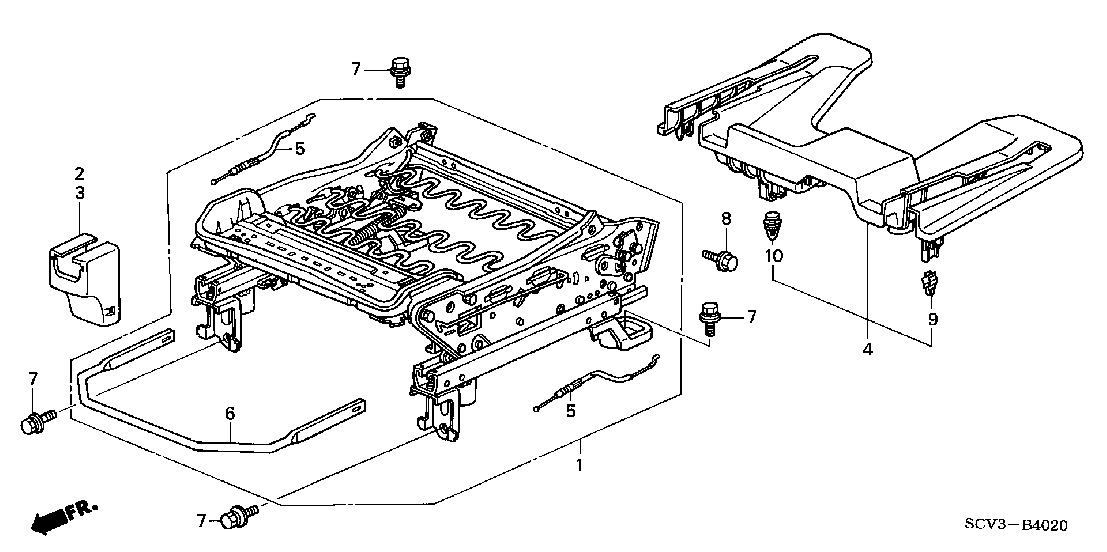 B 4020 FRONT SEAT COMPONENTS (R.)