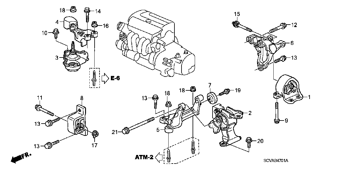 B 4701 ENGINE MOUNTS (AT) (2WD)