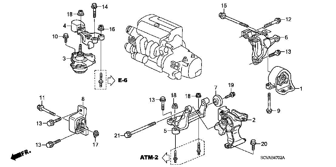 B 4702 ENGINE MOUNTS (AT) (4WD)