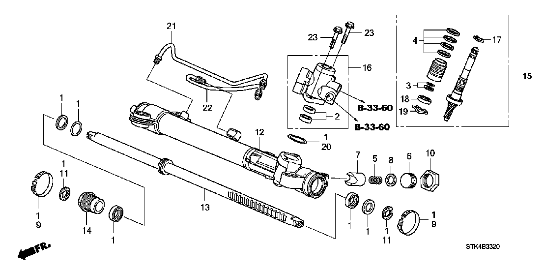 B 3320 Коробка рулевого привода с усилителем Компоненты