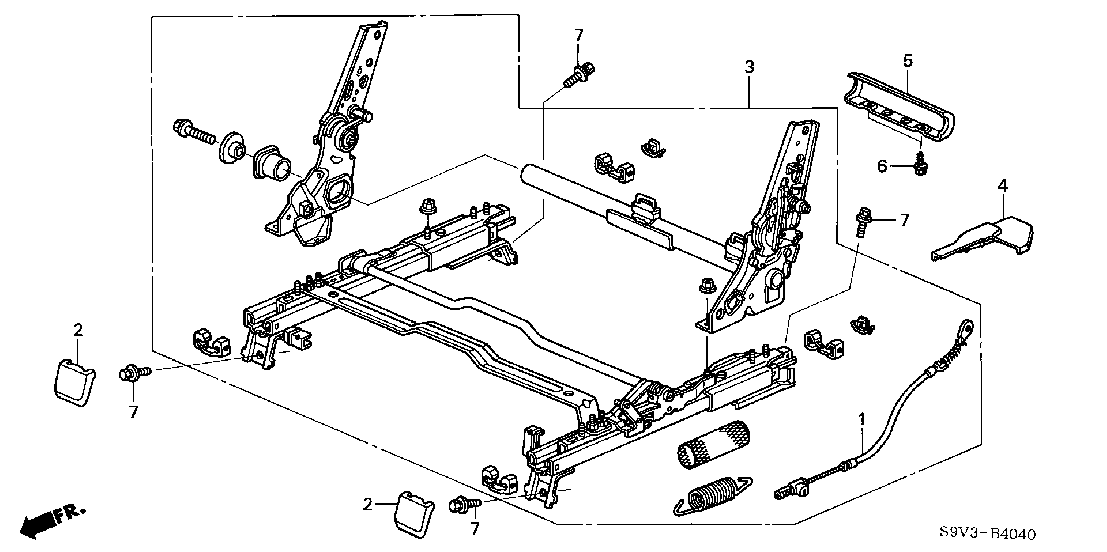 B 4040 MIDDLE SEAT COMPONENTS (L.) ('03)