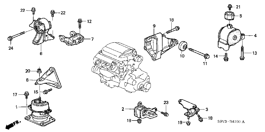 B 47 ENGINE MOUNTS (-'04) (4WD)