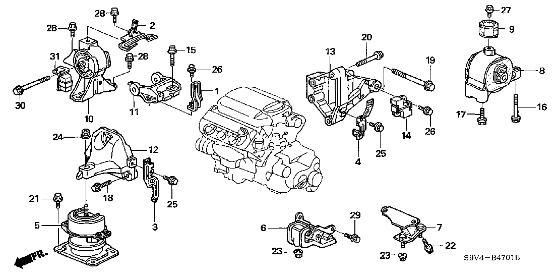 B 4701 ENGINE MOUNTS ('05) (4WD)