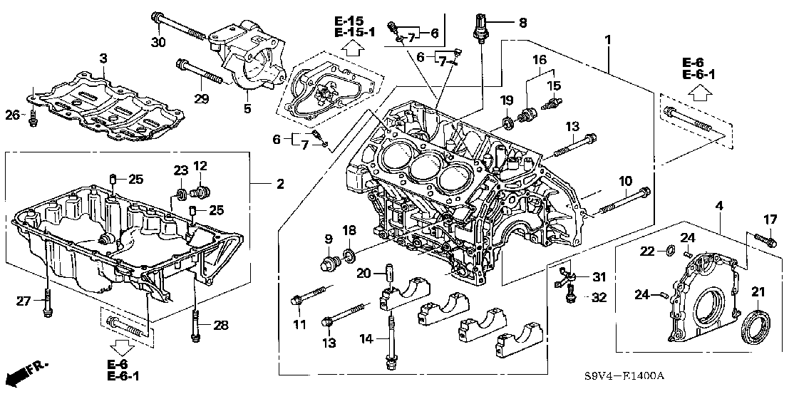 E 14 CYLINDER BLOCK - OIL PAN