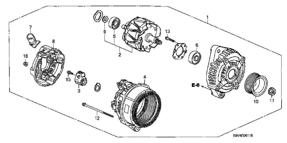 E 0611 ALTERNATOR (DENSO) ('05-)