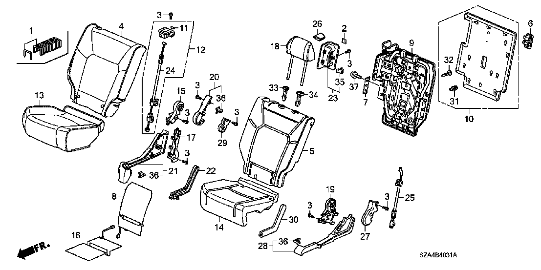 B 4031 MIDDLE SEAT (R.)