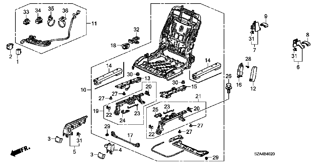 B 4020 FRONT SEAT COMPONENTS (R.)