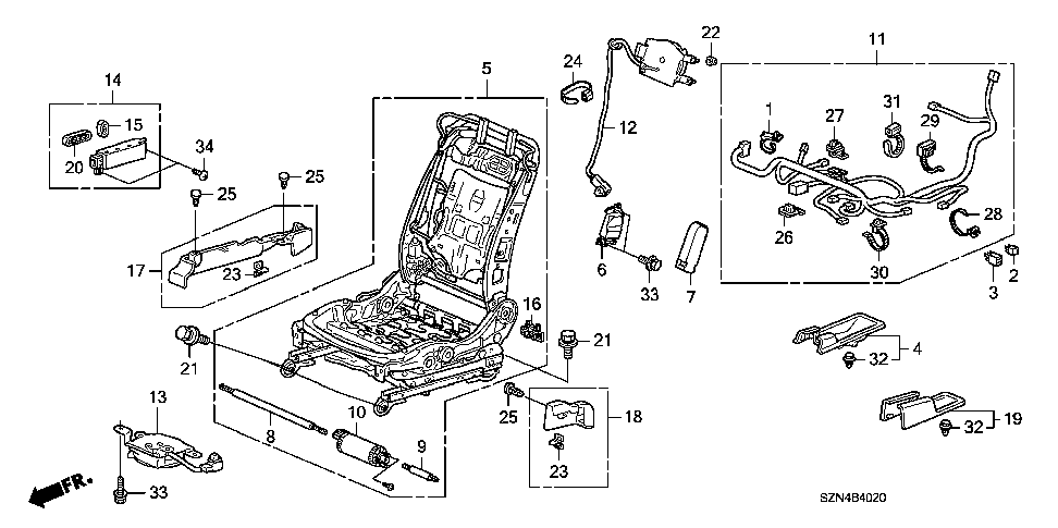 FRONT SEAT COMPONENTS (R.)